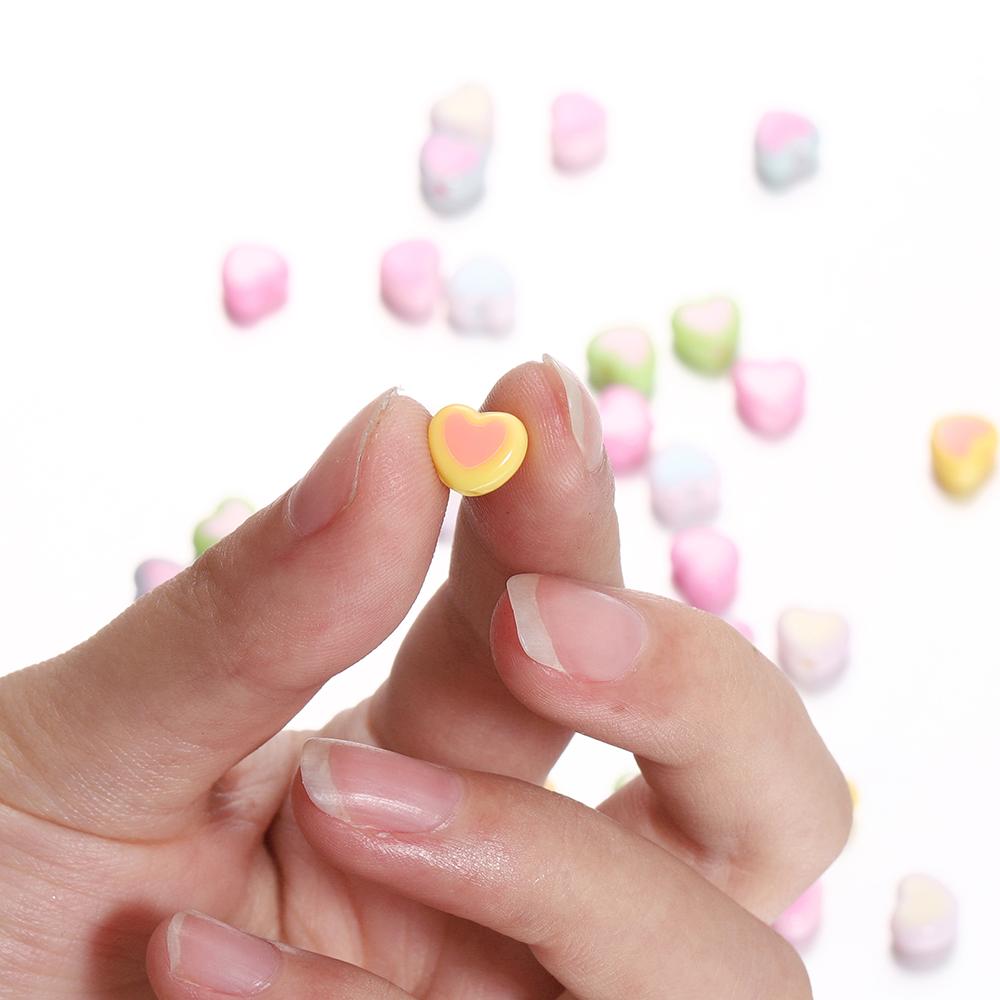 50/100pcs 6.5*8mm Acrylic Flat Love Heart Shape Loose Spacer Beads for Jewelry Making DIY Bracelet Necklace Accessories