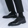 Herren Allwetter Spitz zulaufende Britische Leder Patchwork Slip-On Lässige Formelle Schuhe