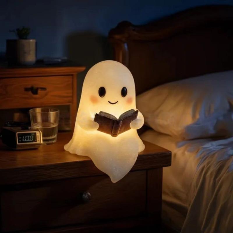 Cute Ghost Reading Book Lamp Halloween spooky night light ornaments