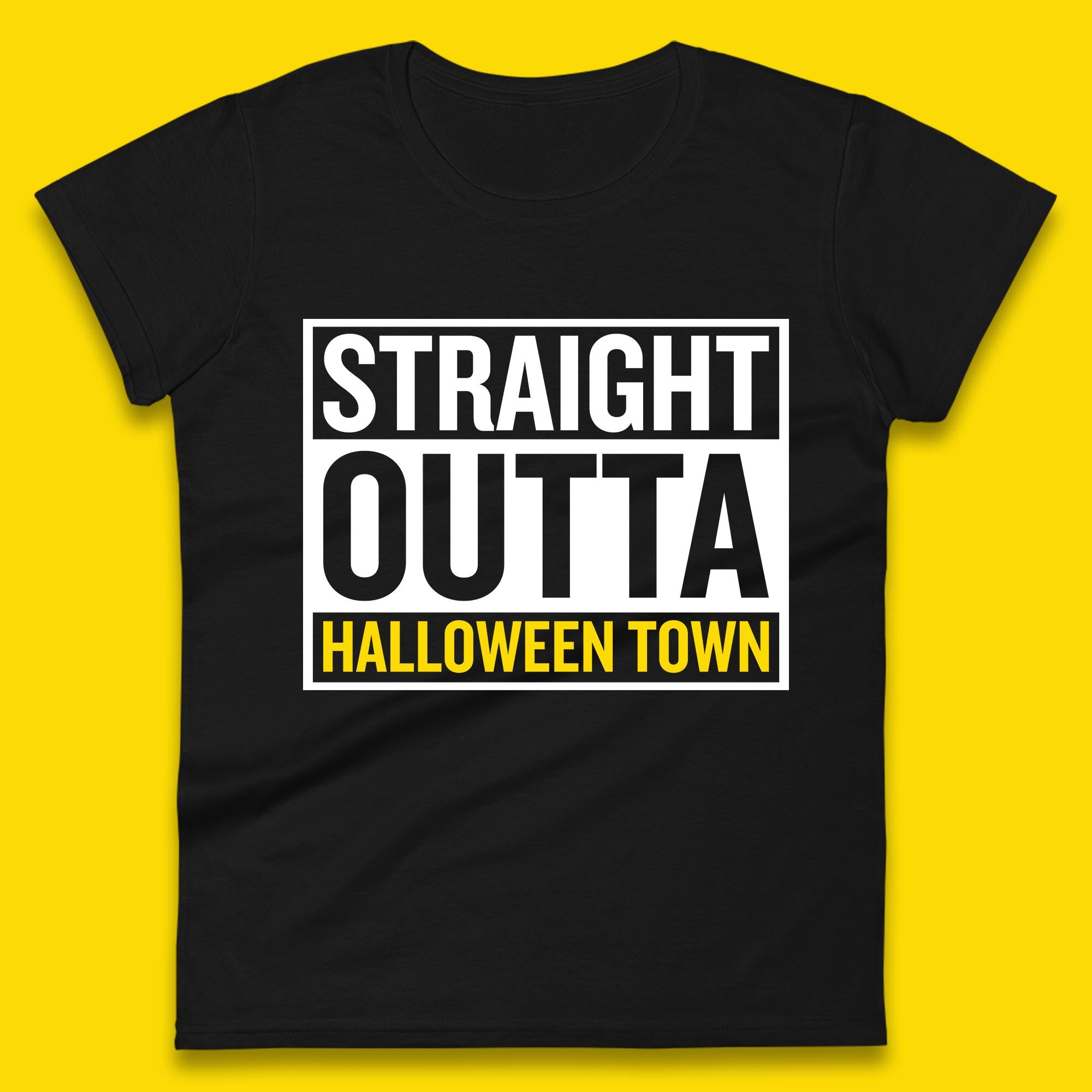 Straight Outta Halloween Town Horror Scary Spooky Season Womens Tee T Shirt Mens Tops Unisex Top 4XL