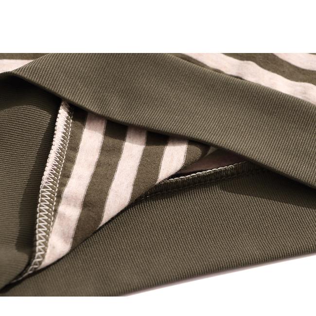 Spring and Autumn Women's Installation T-shirt Middle-aged Foreign Lapel Stripe Long Sleeved Shirt