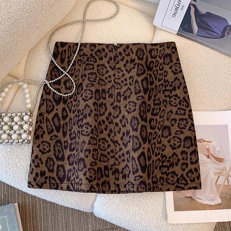 

Plus Size Leopard Print A-Line Midi Skirt - 2024 Autumn/Winter XL