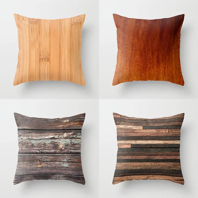 Juste De Coussin Géométrique Pour La Décoration Intérieure, Ferme, Oreiller De Canapé, Bois Créatif, Taie D'oreiller En Marbre Mars, Mode