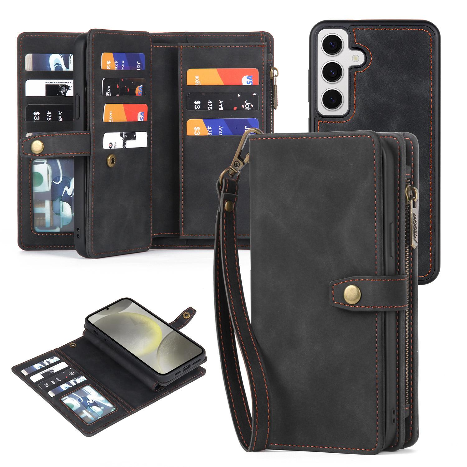 

MEGSHI H1 Series For Samsung Galaxy S24+ Case 2-in-1 Magnetic Detachable Wallet PU Leather Phone Cover Black