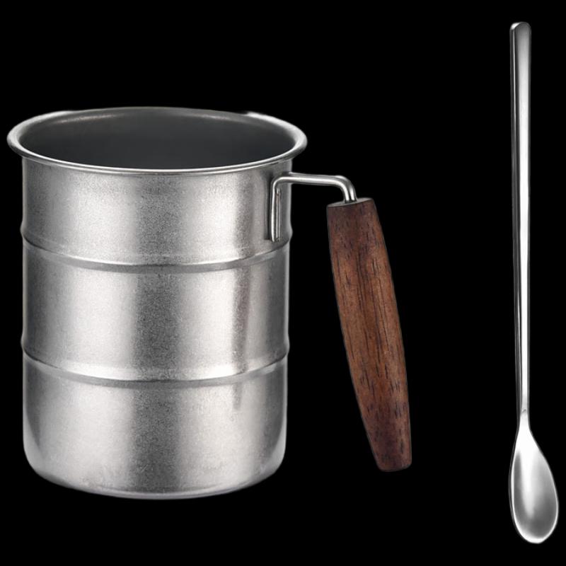 Retro Camping Mug with Wooden Handle