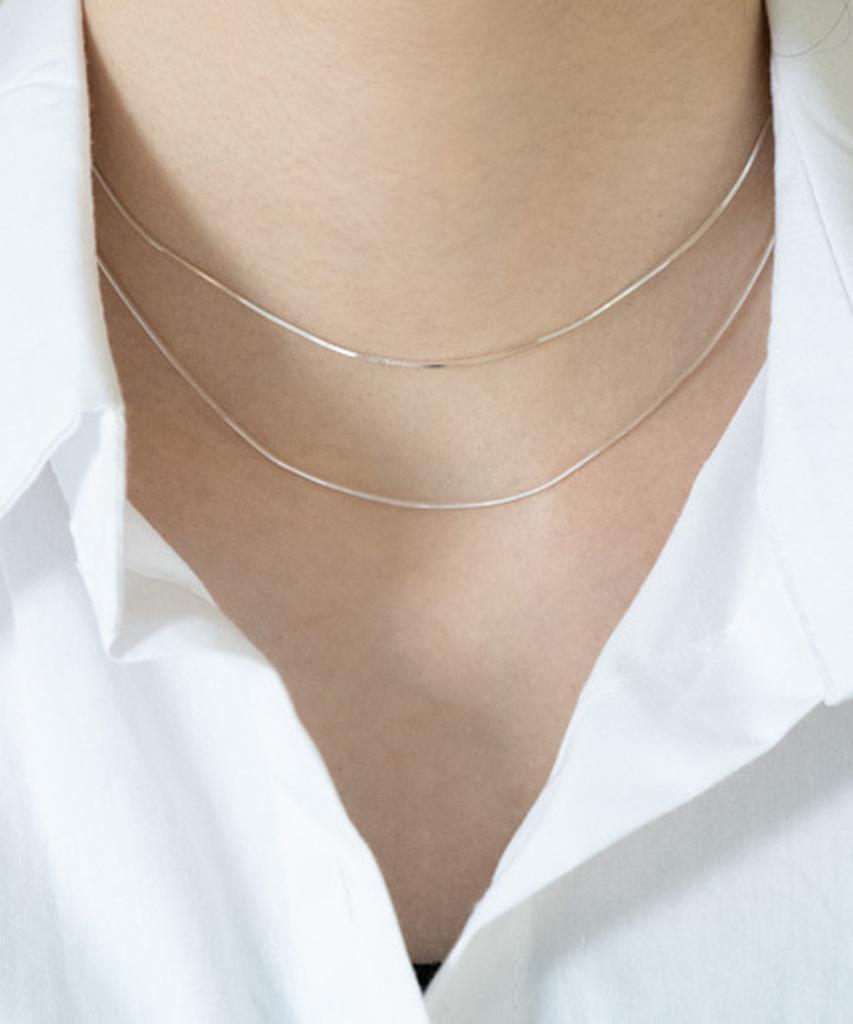 Alleun Silver 925 Square Chain Snake Chain Silver Necklace Choker Mini