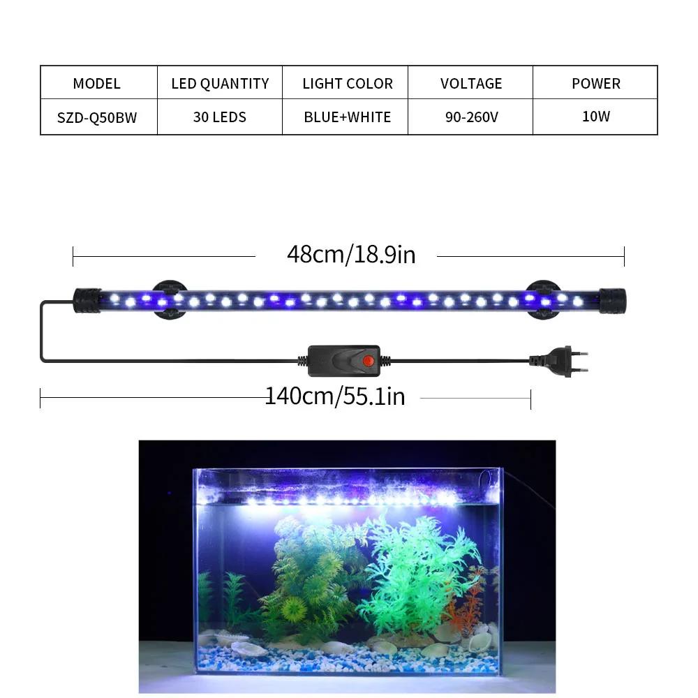 Pflanzenwachstumslicht Aquarium LED-Licht Wasserdicht Fischbeckenlicht 18-48CM Unterwasser-Aquarien Dekor Beleuchtung 90-260V 5730 Chip