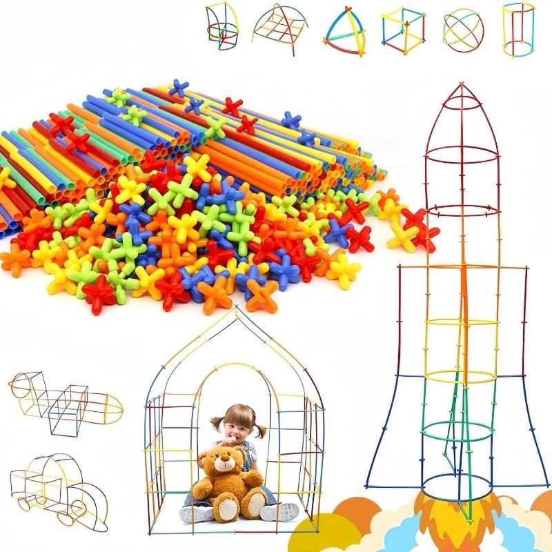 100Pcs/Set Straw Constructor Toys Building Toys Straws And Connectors Building Sets Colorful Motor Skills Educational Toy Gift