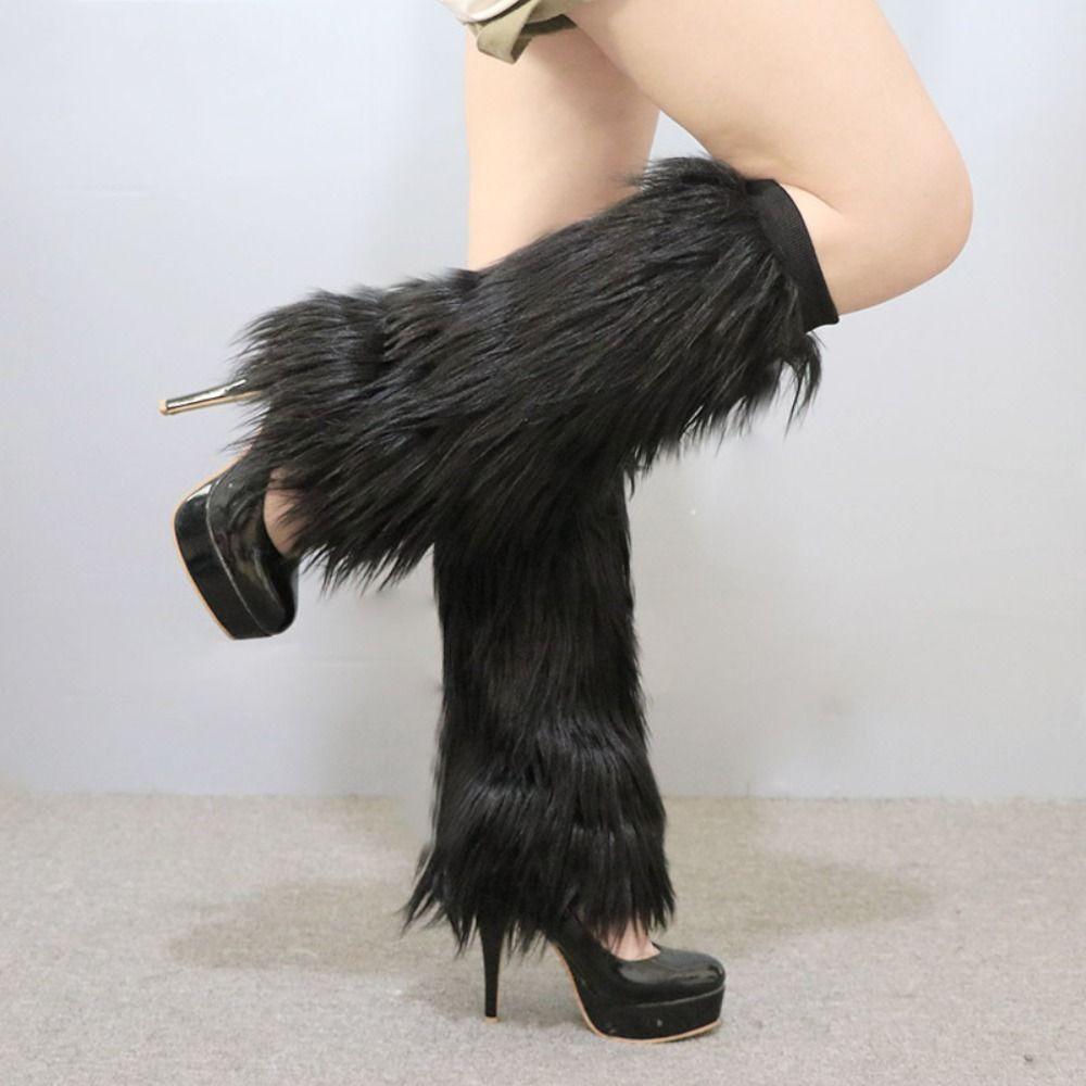 Faux Fur Lolita Boots Cover Japanese Style Knee High Girls Socks Long Tube Sock Cosplay Use