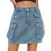 Women's Split Denim Skirt Cargo Denim Skirt Skirt