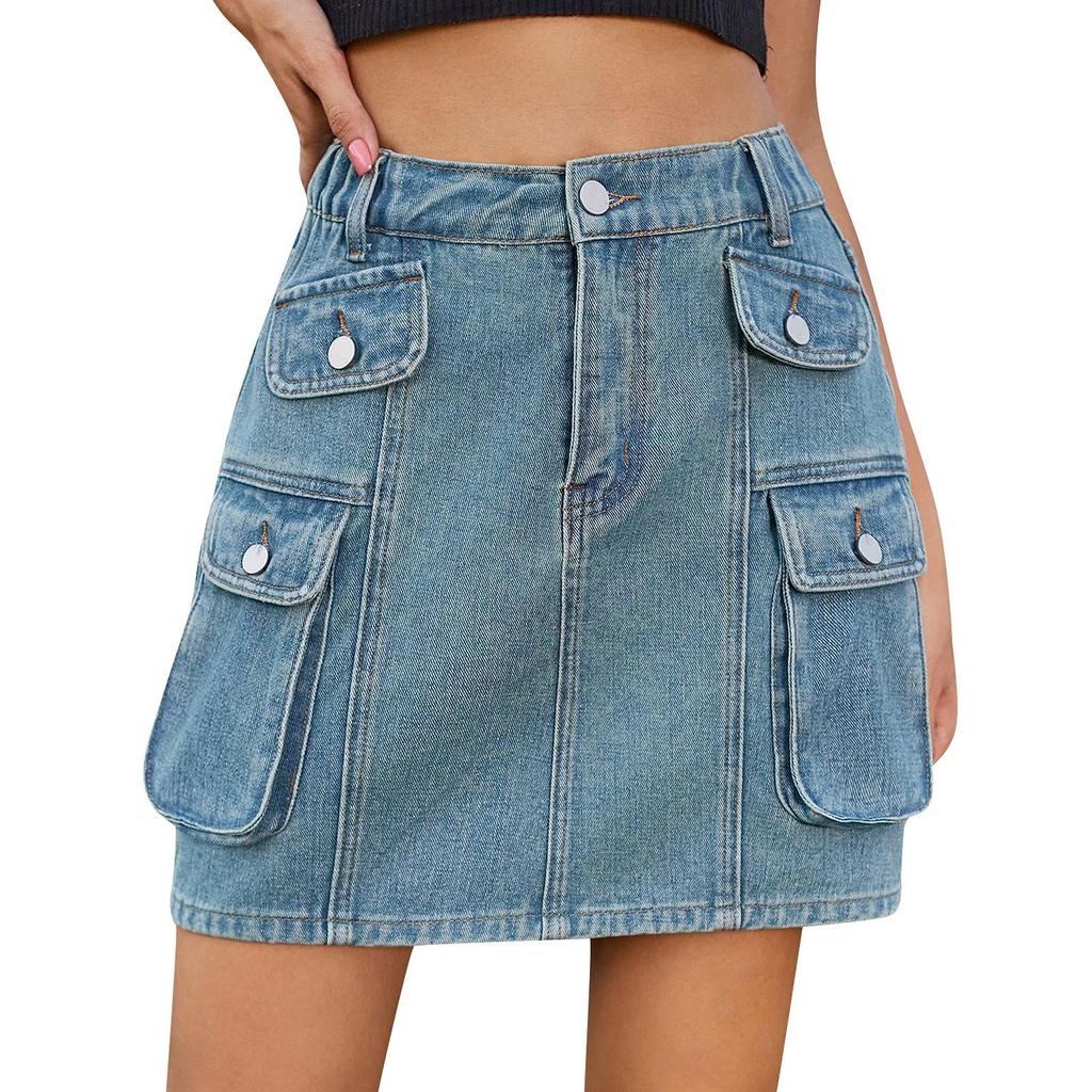 Women's Split Denim Skirt Cargo Denim Skirt Skirt