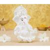 Silver Plated White Ganesha for Car Dashboard Home Decor Gifting Diwali Birthday Festivals 3.5 X 2 Inches