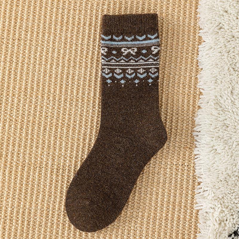 Coffee Color Medium Wool Socks Casual Retro Style Thickened Warm Thick Socks