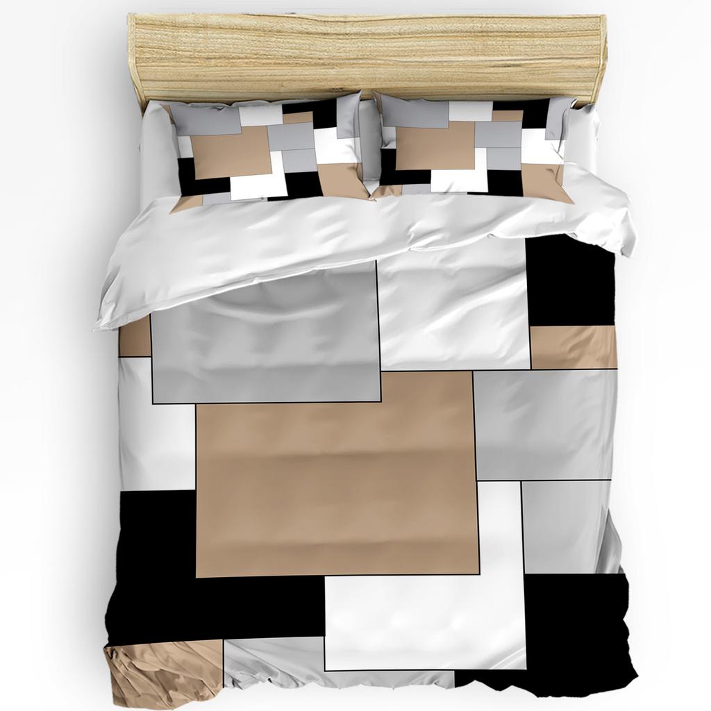 Yellow Grey Black Patchwork Abstract Art Medieval Style Duvet Cover Pillow Case Bedding Set Quilt Cover Double Bed Home Textile