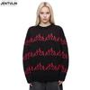 Cross New Flame Jacquard Harajuku Knit Sweater - Autumn/Winter Warm Punk Loose Round Neck Pullover