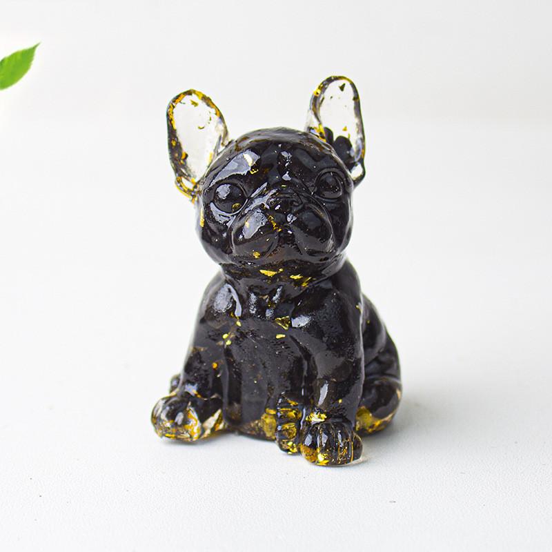 Modern Resin Dog Decor With Blue Lace Agate And Carnelian For Living Room Or Office Space