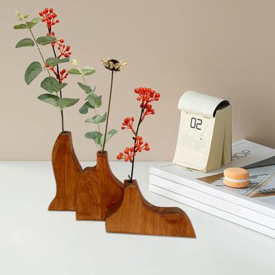Handgefertigtes Kunsthandwerk Wohnzimmer Vase DIY Holz Retro Natürliche Materialien Desktop-Ornamente Blumenkunst Dekorativ 4 Stile