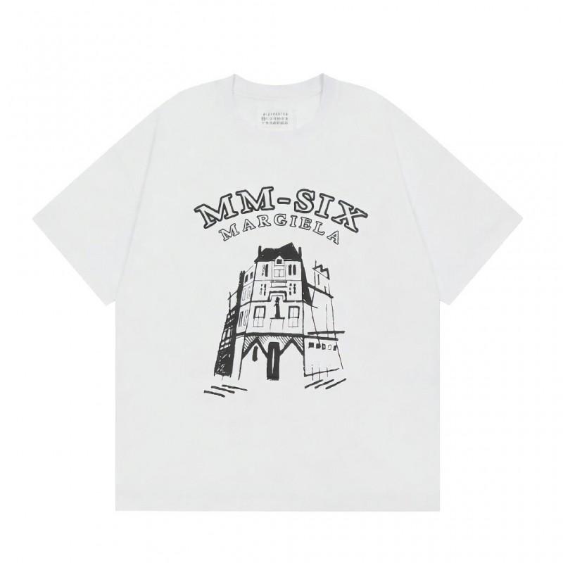 Digital Print MM6 Cotton T-Shirt Men Women Short Sleeve Casual Top 230g