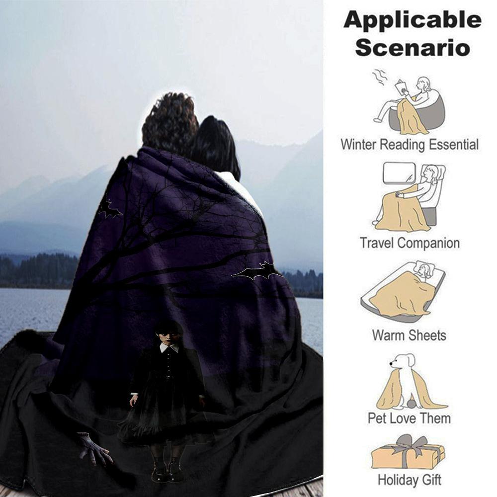 1pc Nightmare ___________ Addams Soft Flannel All-Season Throw for Home, Office, Outdoor UseDurable Comfort  100597