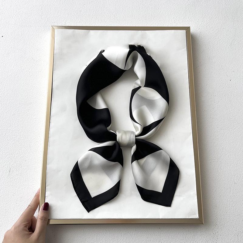 Silk Feeling Scarf Square Satin Head Scarf for Women