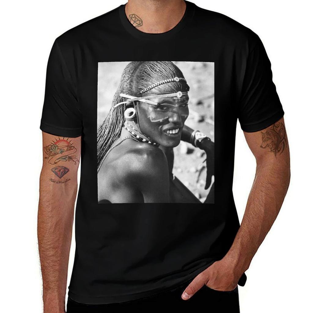 Vintage Maasai Warrior with a Pen TShirt t shirts for Unisex cotton soft Unisex t shirts for Unisex TShirt