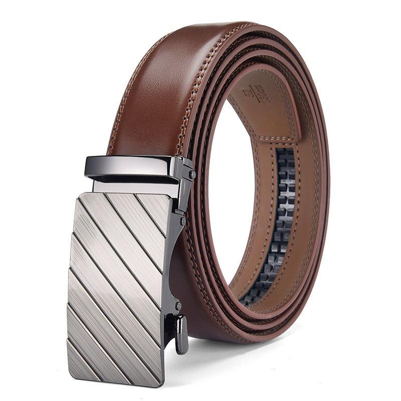 Belt Men'S Leather Alloy Automatic Buckle Two-Layer Cowhide Business Waist Seal Leather Belt Men'S Belt