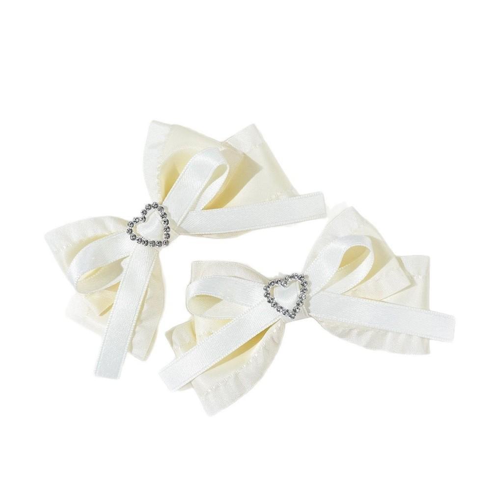 2pcs Heart Shaped Bow Hair Clip Sweet Rhinestone Double Ponytail Headwear Kawaii Lolita Cosplay Headdress Jk Uniform Hair Accessory