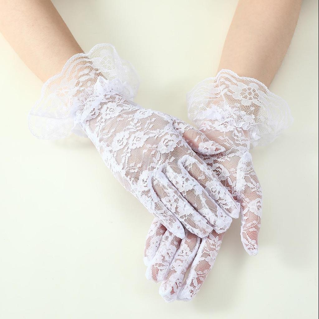 Women's Lace Floral Sun Protection Mesh Gloves - Sexy, Breathable, Bridal Arm Sleeves