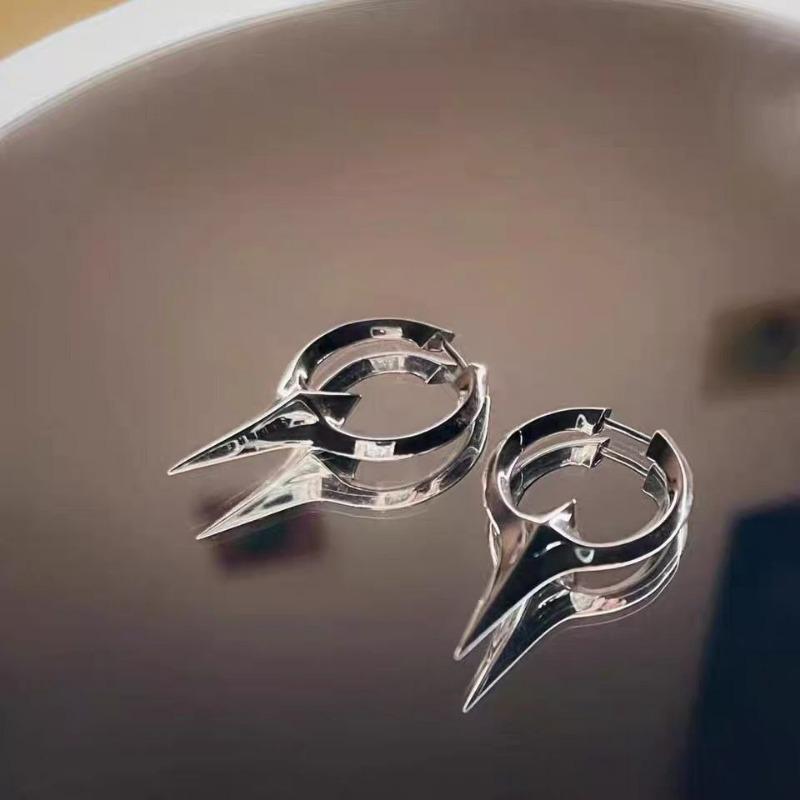 Minimalist Inverted Sword Four Pointed Star Dangle Earrings Unisex Personalized Hip Hop Neutral Ear Buckle