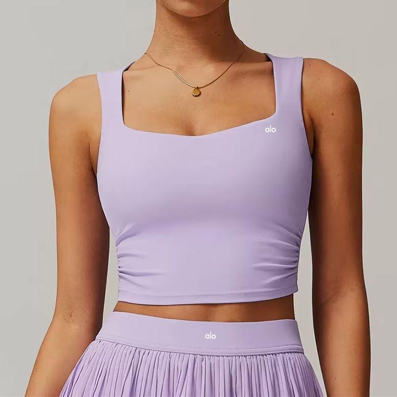 

Oiob Yoga Suit Tennis Suit Women s Outdoor Running Sports Fitness Vest Badminton Hundred Wrinkle Short Skirt Two-piece Set Purple (Vest) XL