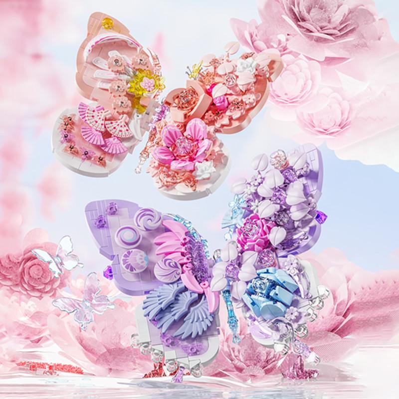 Non-Toxic Dreamy Butterfly Model Assemblage Building Blocks Moc Fantasy Picture Frame Ornaments Home Decorations Kids Toys Gifts For Children