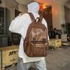 Schoolbag New Casual Backpack Men's Business Computer Bag PU Leather Large Capacity School Bag High School Student Backpack