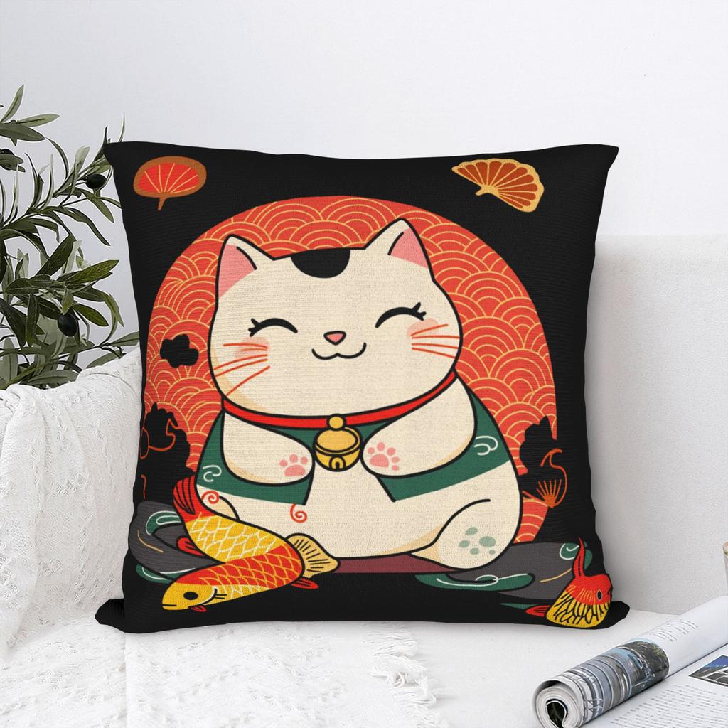 Gelukskat Retro Japanse Maneki Neko Kussensloop Retro Trendy Kussensloop Voor Bank Auto Huisdecoratie Ontwerp Kussenslopen Cadeau