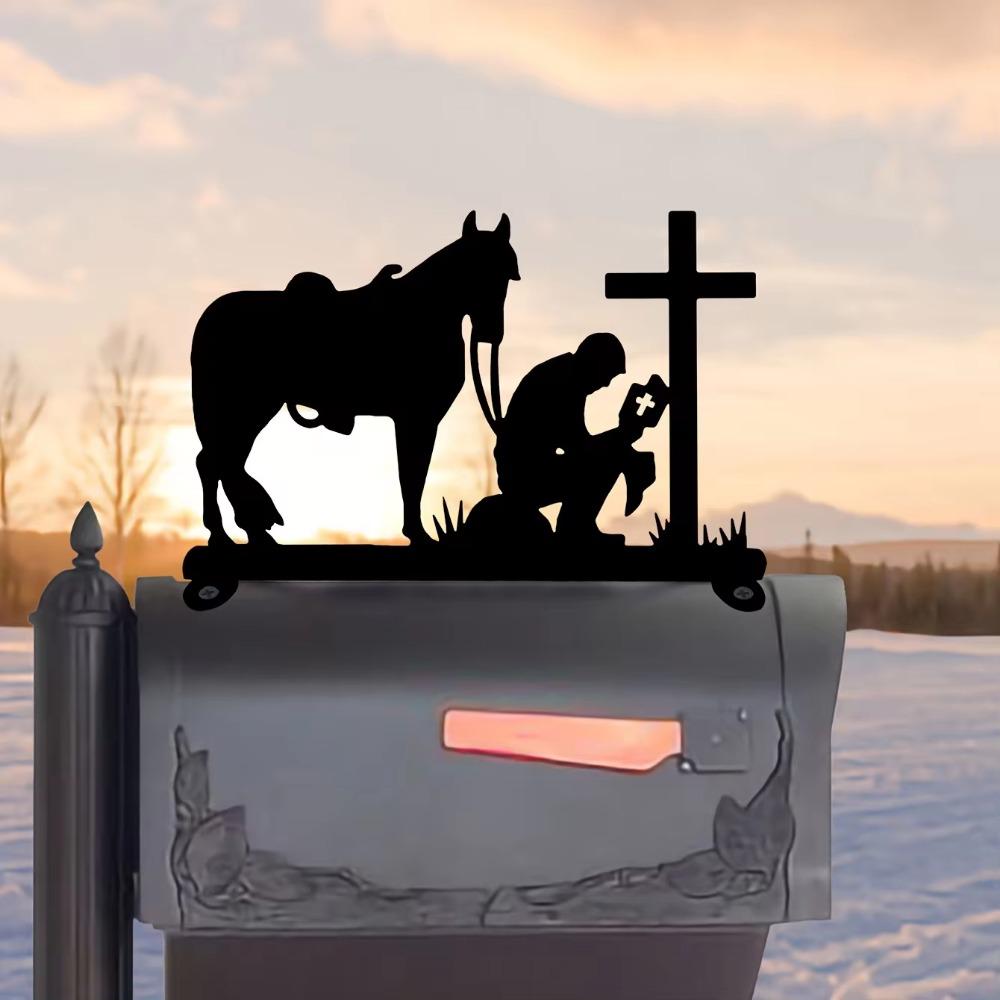 1 buc. Decorație de partea superioară prin e-mail cu siluetă de artă de fier Memorial de soldat - Semnalizare decorativă pentru e-mail. Meșteșuguri rafinate din fier