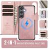 2-in-1 Magnetic Detachable Wallet Case for Samsung Galaxy S24/S24 Plus/S24 Ultra - PU Leather, Card Slots, Wireless Charging, 360° Protection
