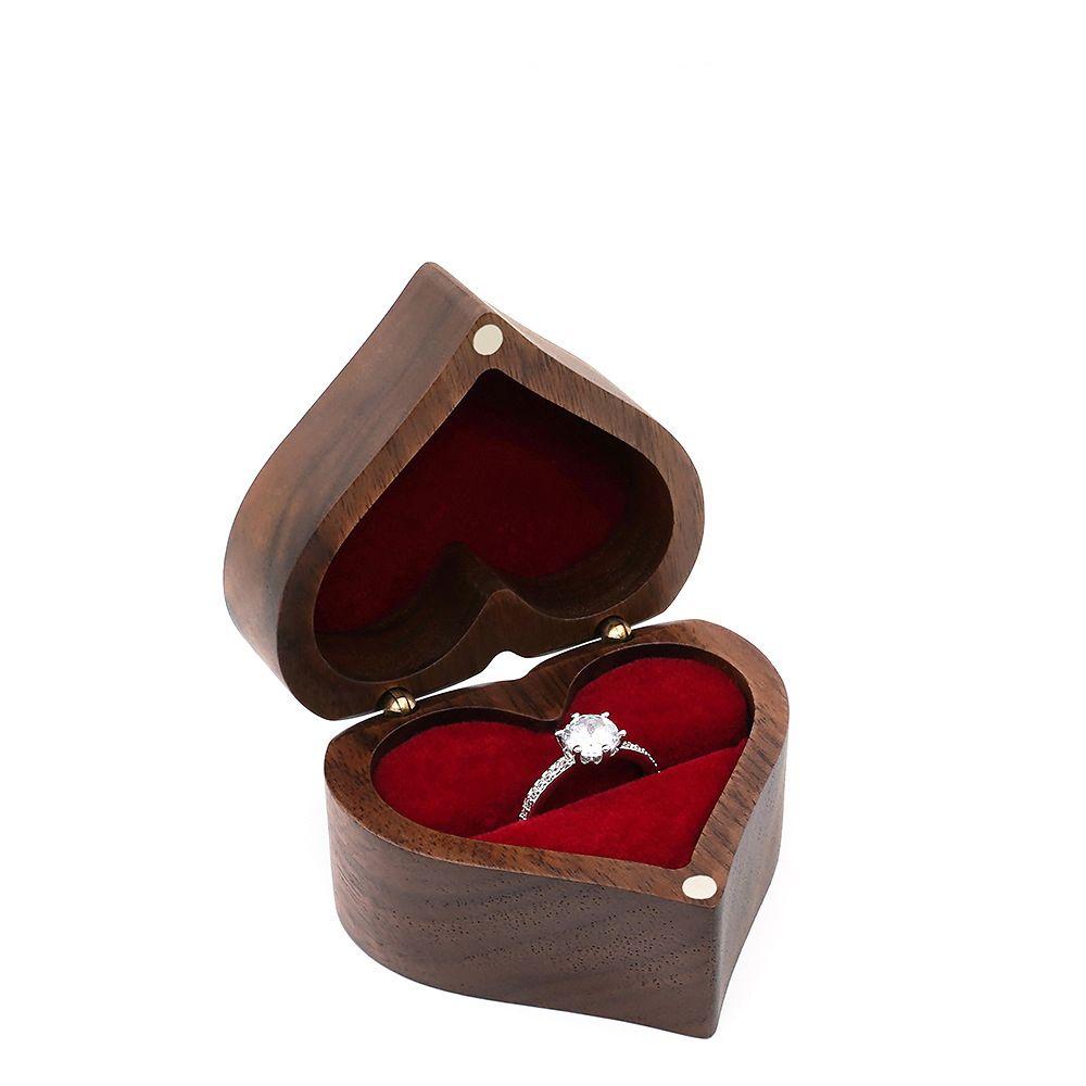 Cajas Portable Heart Shape Wedding Storage Box Jewelry Display Wooden Ring Box Jewelry Packaging