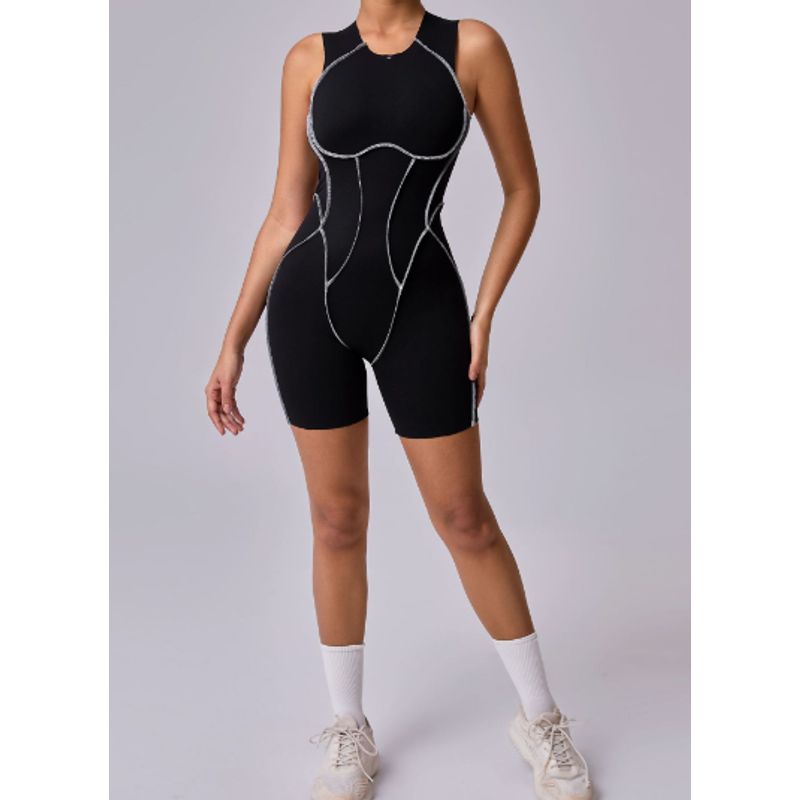 

Облегающий комбинезон с контрастным цветом и вставками, контрастный цельный комбинезон black M(M)