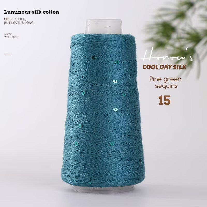 Tencel Sequin Silk Thread DIY Knitting: Summer Wool English No-Label Hat & Baby Short Sleeve.