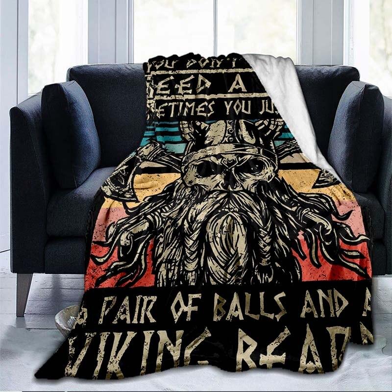 The Vikings Ancient Scandinavian Norse Runes Axes 3D Soft Throw Blanket  Lightweight Flannel Blanket