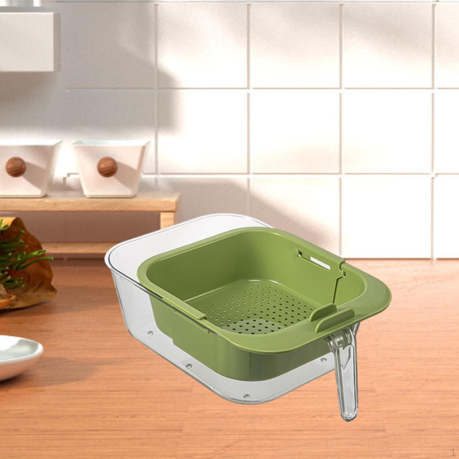 

2 in 1 Multifunction Washing Bowl and Strainer, Kitchen Colander Drain Basin, Strainer зелений