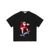 Weihnachtsmann Skateboard T-Shirt Schwarz Weihnachtsfeiertag Cartoon Druck Unisex Freizeitkleidung für Männer Frauen und Kinder