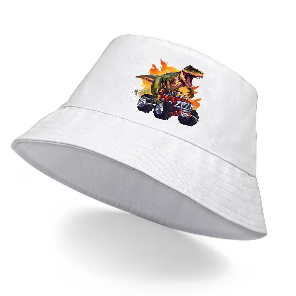 Bucket Hat With Dinosaur Monster Trunk Print , Fisherman Hat Summer Trendy Foldable Beach Cap