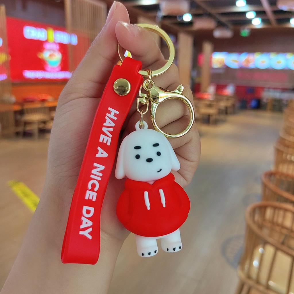 Adorable Hoodie Droopy-eared Dog Keychain Cute Car Key Ring Charming School Bag Accessory Wholesome Gift For Kids Friends