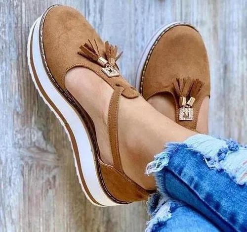 Customizable Women's Sandals Summer Casual Flat Platform Heel Tassel Buckle Strap Female Sandals Platform Vulcanized Shoes