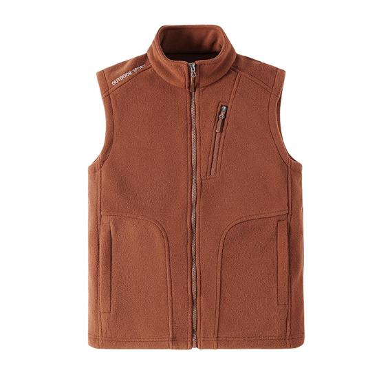Men Polar Fleece Waistcoat Regular Fit Sleeveless Stand-Up Collar Vest Coat with Zipper Pockets Thermal Insulation Vest Jacket