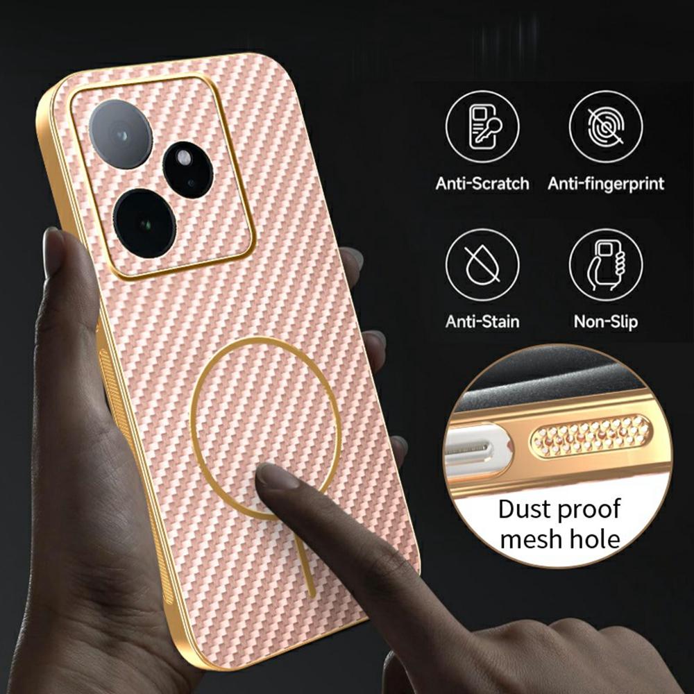 For Realme GT 7 5G Phone Case Carbon Fiber Textured Electroplated TPU Back Cover