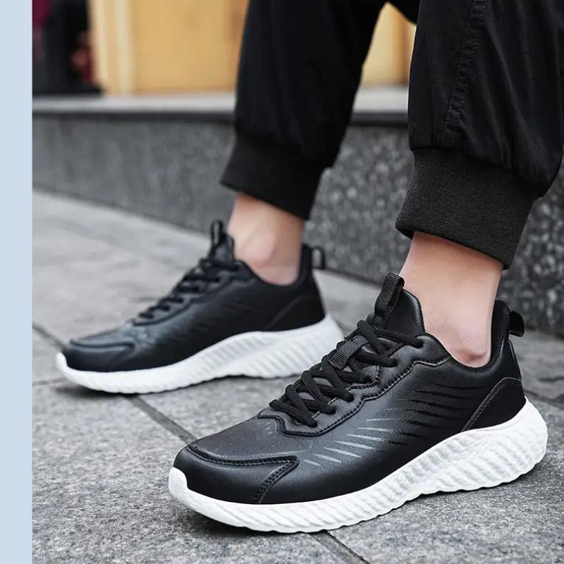 

Модные мужские кроссовки из кожи, мужская повседневная обувь, новые мужские кроссовки, легкие кроссовки для ходьбы 48 чёрный/белый