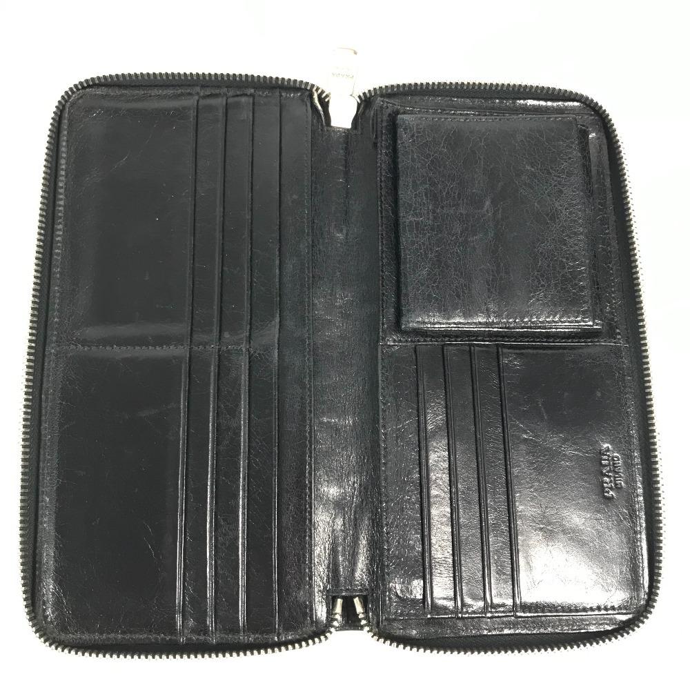 PRADA 2M1264 Skull skull Long wallet Zip Around Long Wallet Leather Black