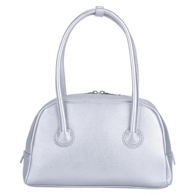 Finissage UMBER Boston Bag, Large Capacity, Lightweight Synthetic Leather, A4 Size, Crossbody Tote Style, 40796 SILVER