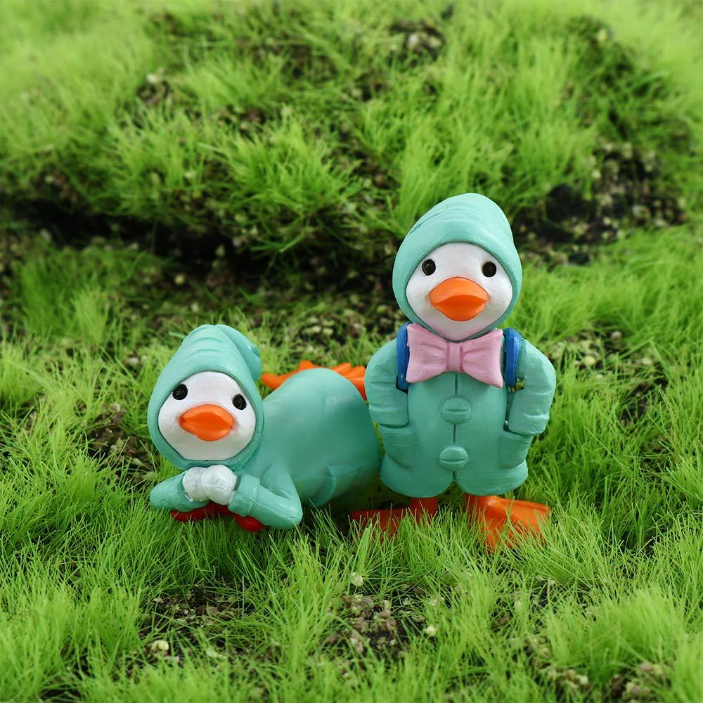 Raincoat Duck Fairy Garden Cartoon DIY Resin Figurine Miniature Micro Landscape Cake Decoration